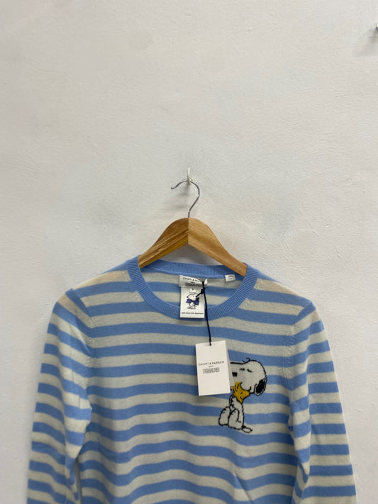 Fabulous Chinti and Parker x peanuts cashmere Knitted jumper UK 8 Blue cream stripe WLH511