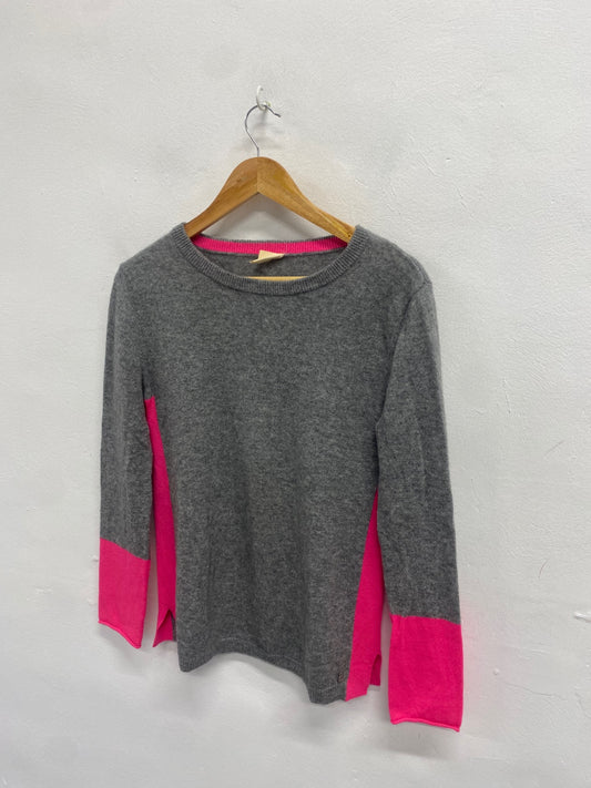 Fabulous White stuff cashmere Knitted jumper UK 10 Grey pink colour block WLH511