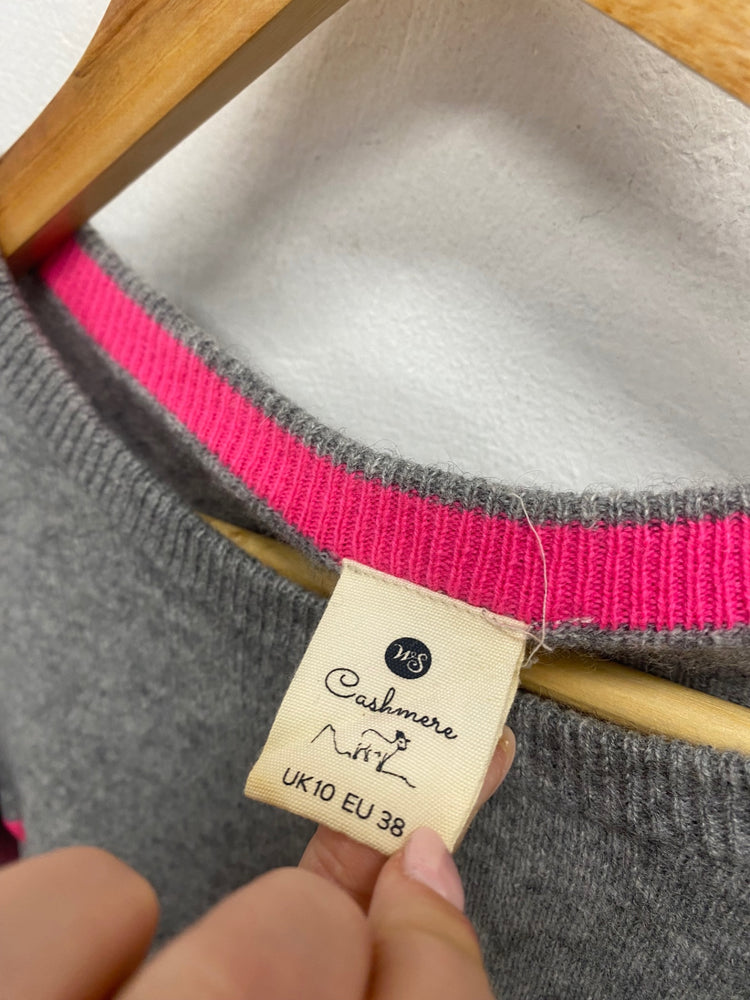 Fabulous White stuff cashmere Knitted jumper UK 10 Grey pink colour block WLH511