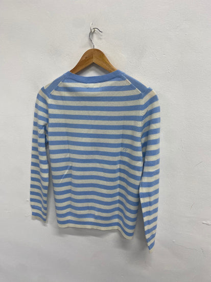 Fabulous Chinti and Parker x peanuts cashmere Knitted jumper UK 8 Blue cream stripe WLH511