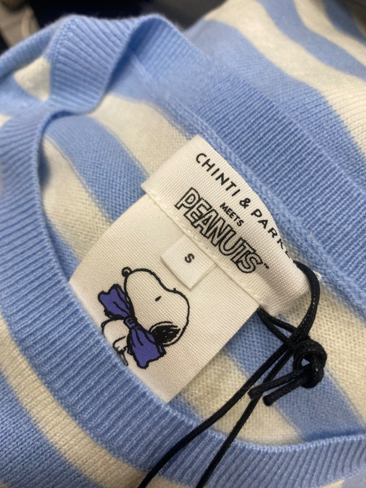 Fabulous Chinti and Parker x peanuts cashmere Knitted jumper UK 8 Blue cream stripe WLH511