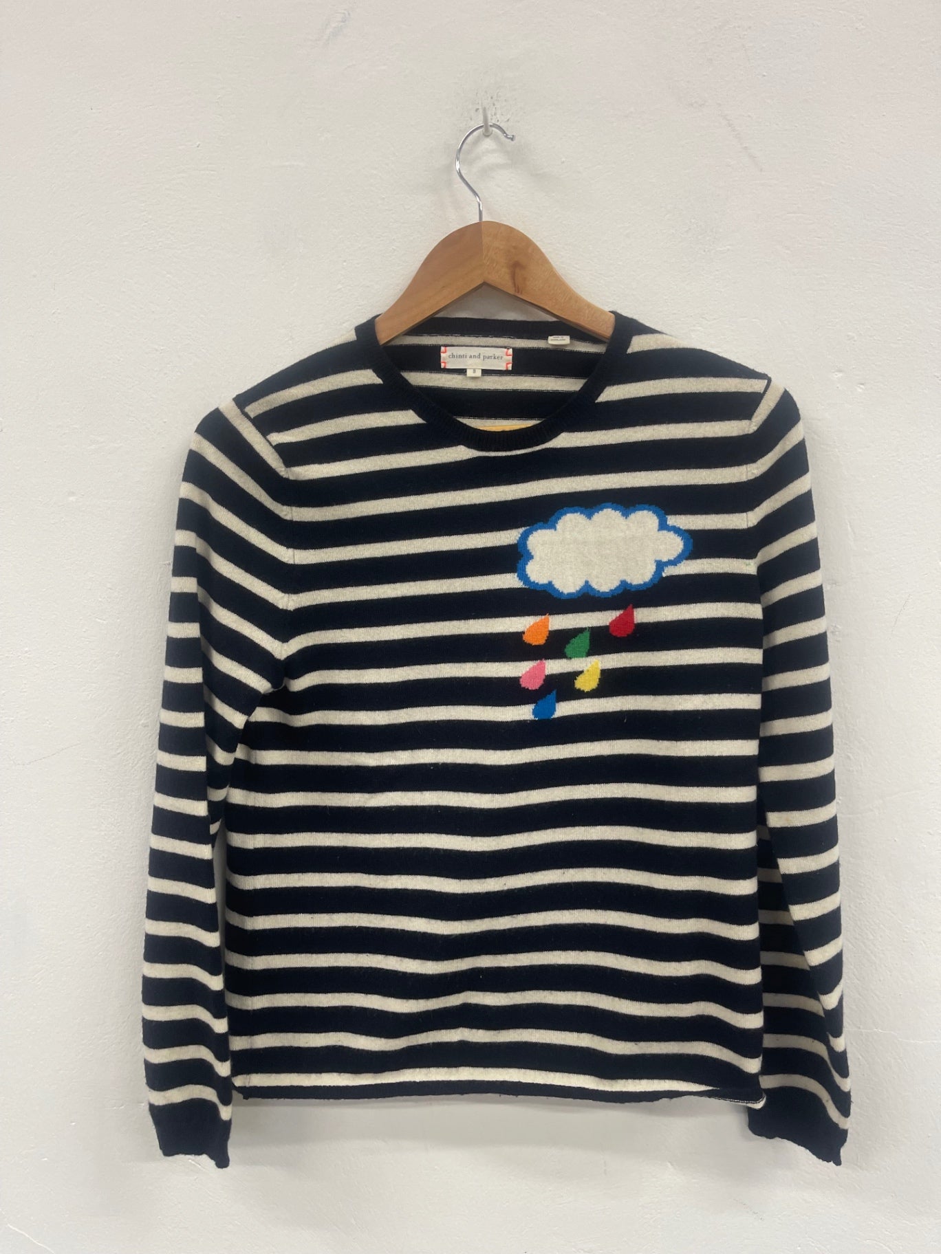 Fabulous Chinti and Parker cloudy weather Sweater UKS Navy blue and cream WLH511