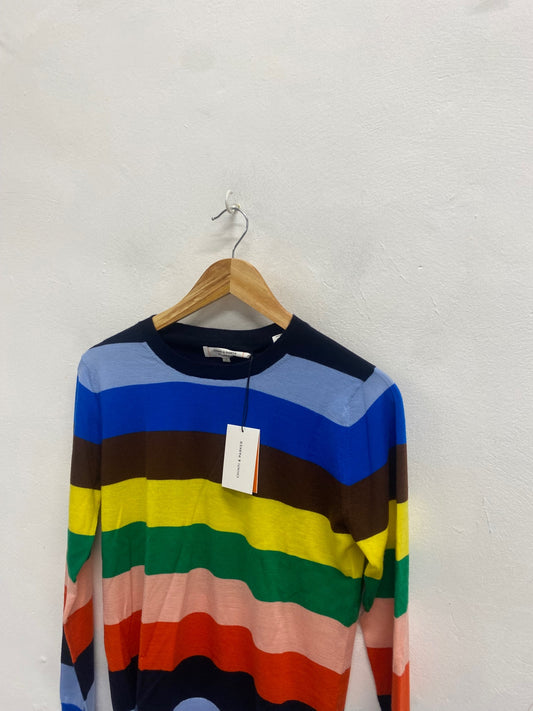 Fabulous Chinti and Parker Sweater cashmere UK 8 Multicolor striped WLH511