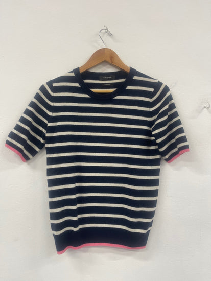 Fabulous Autograph pure cashmere Top UK8 Navy blue & white WLH511