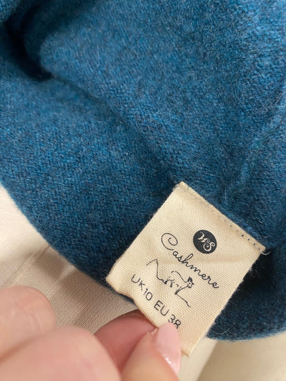 Fabulous White stuff cashmere Sweater Uk 10 Teal stripe sleeve WLH511