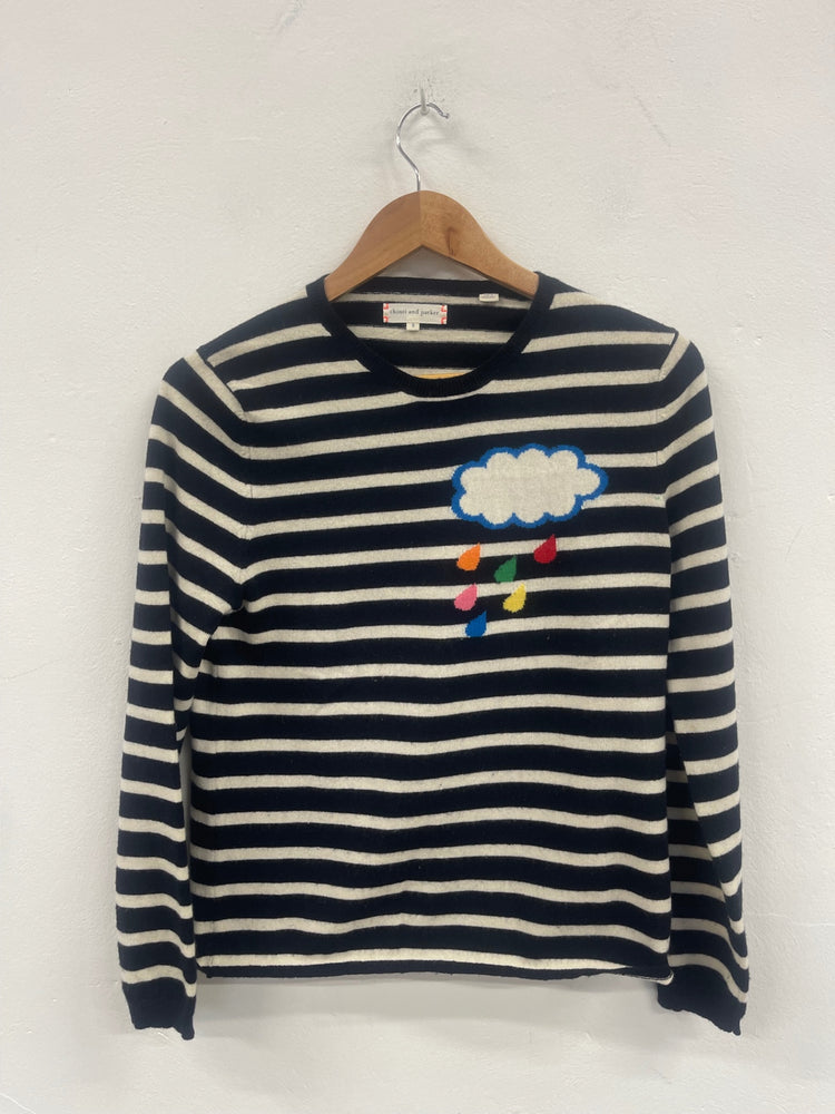 Fabulous Chinti and Parker cloudy weather Sweater UKS Navy blue and cream WLH511