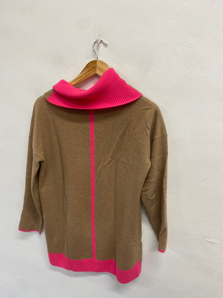 Fabulous White stuff cashmere Knitted jumper Uk 8 Brown and Pink WLH511