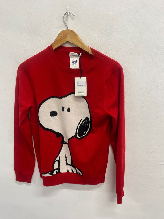 Fabulous Chinti and Parker x peanuts wool Knitted jumper UK 8 Red white WLH511