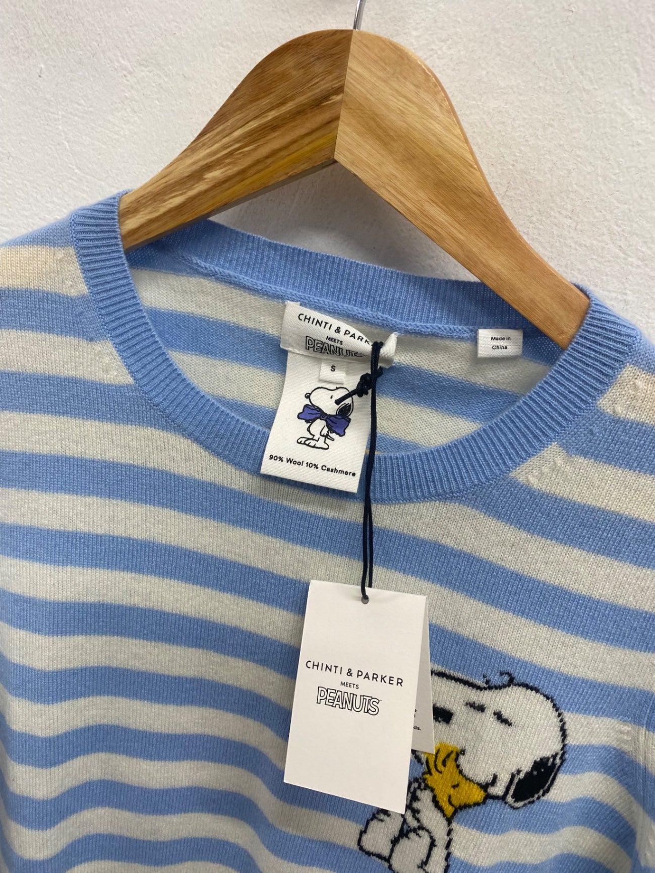 Fabulous Chinti and Parker x peanuts cashmere Knitted jumper UK 8 Blue cream stripe WLH511
