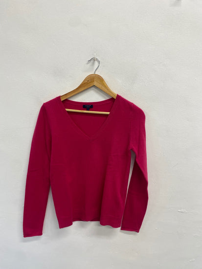 Fabulous Jigsaw cashmere v neck Knitted jumper UK 8 Pink WLH511
