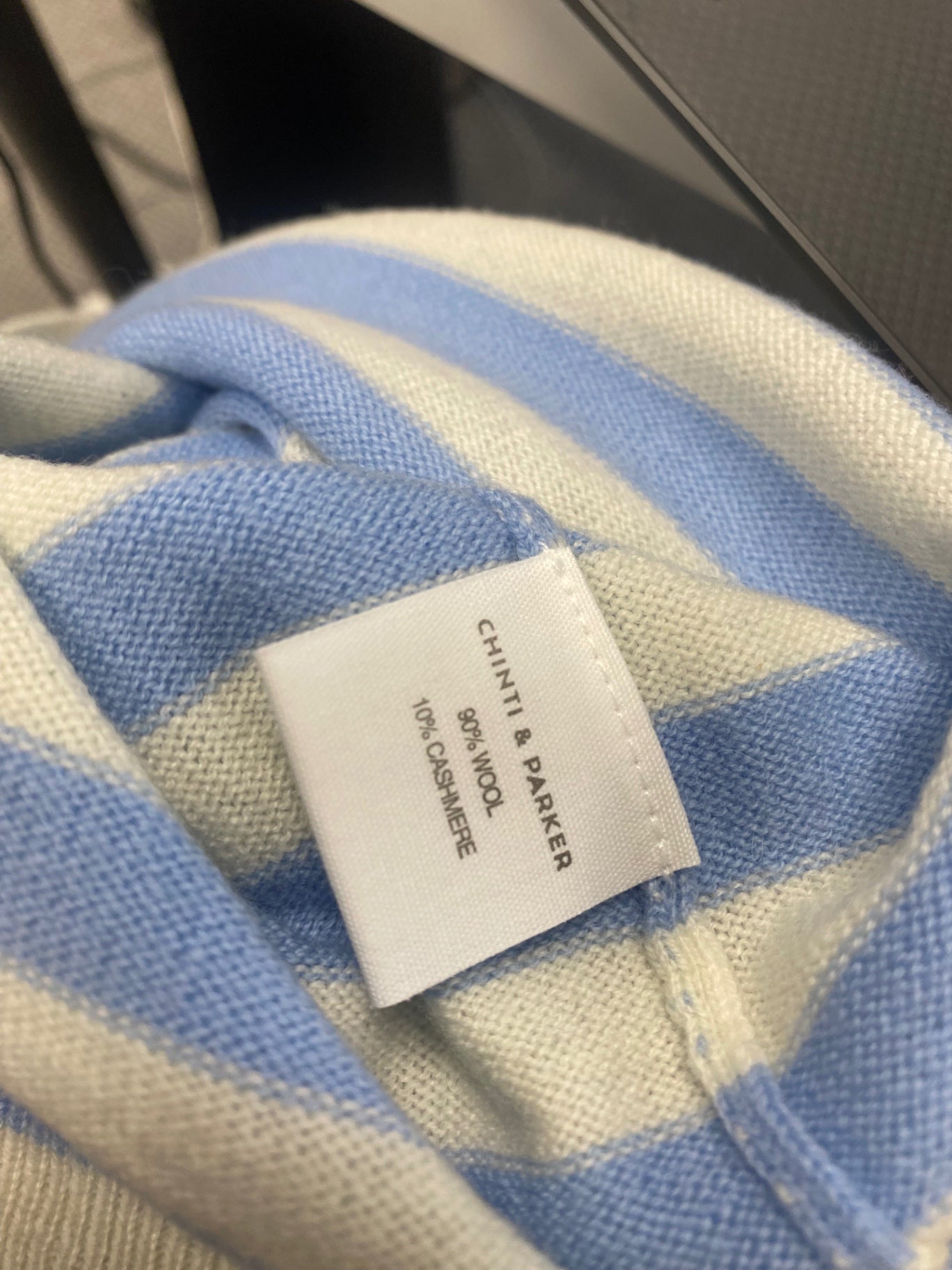 Fabulous Chinti and Parker x peanuts cashmere Knitted jumper UK 8 Blue cream stripe WLH511