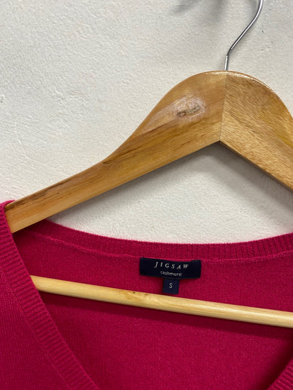 Fabulous Jigsaw cashmere v neck Knitted jumper UK 8 Pink WLH511