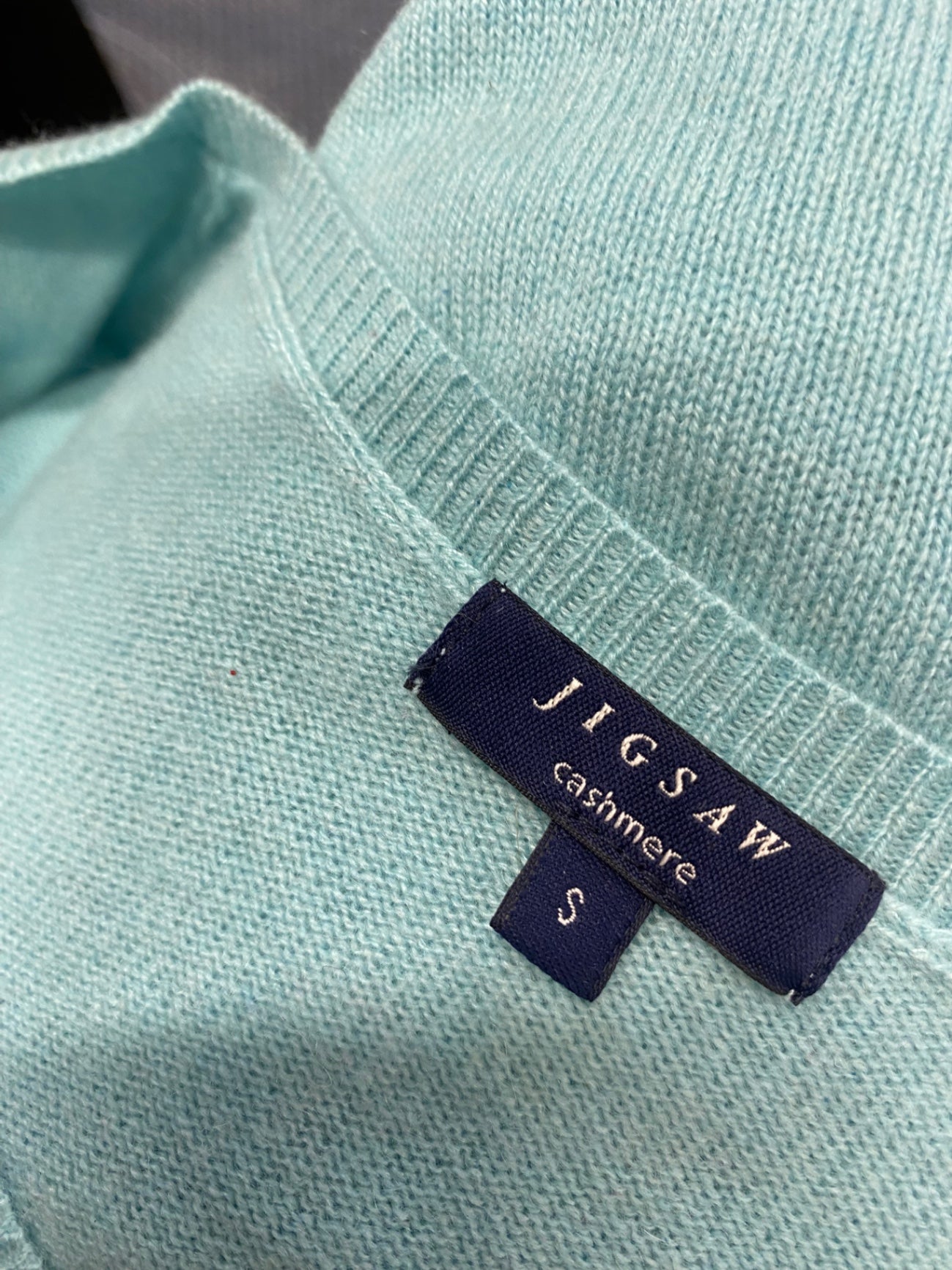 Fabulous Jigsaw v neck cashmere Knitted jumper UK 8 Light Blue WLH51