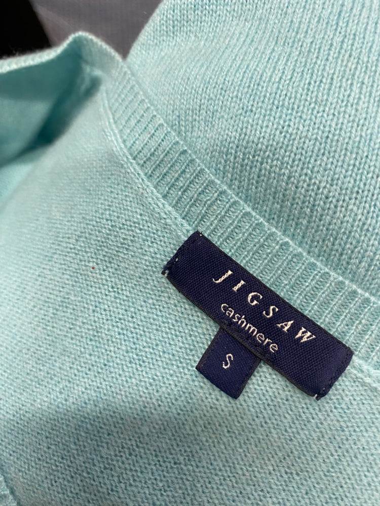 Fabulous Jigsaw v neck cashmere Knitted jumper UK 8 Light Blue WLH51