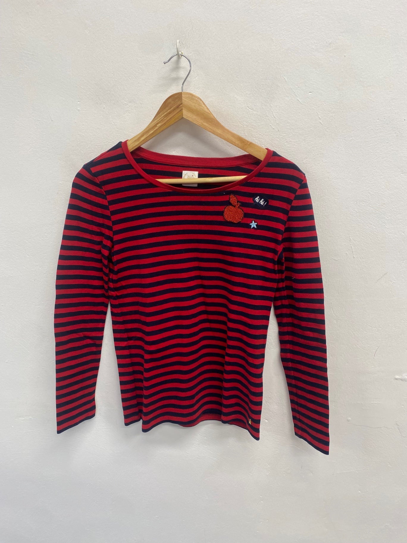 Fabulous Des petite hauts apple Long Sleeve Top UK 8 Red and navy WLH511