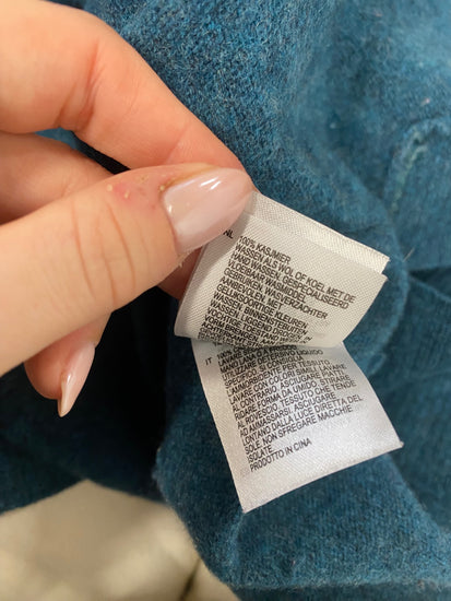 Fabulous White stuff cashmere Sweater Uk 10 Teal stripe sleeve WLH511