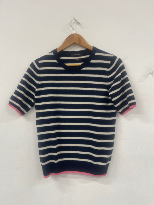 Fabulous Autograph pure cashmere Top UK8 Navy blue & white WLH511