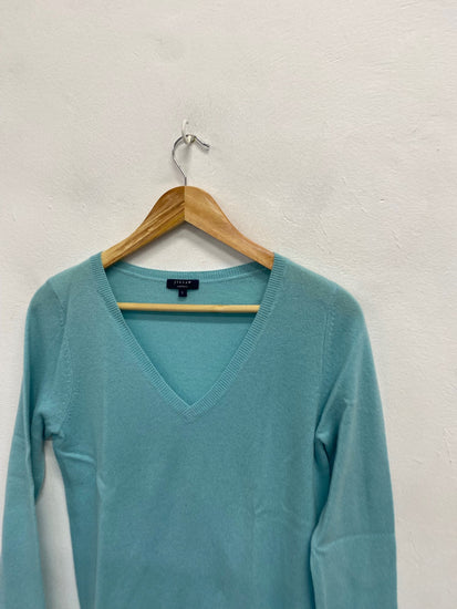 Fabulous Jigsaw v neck cashmere Knitted jumper UK 8 Light Blue WLH51