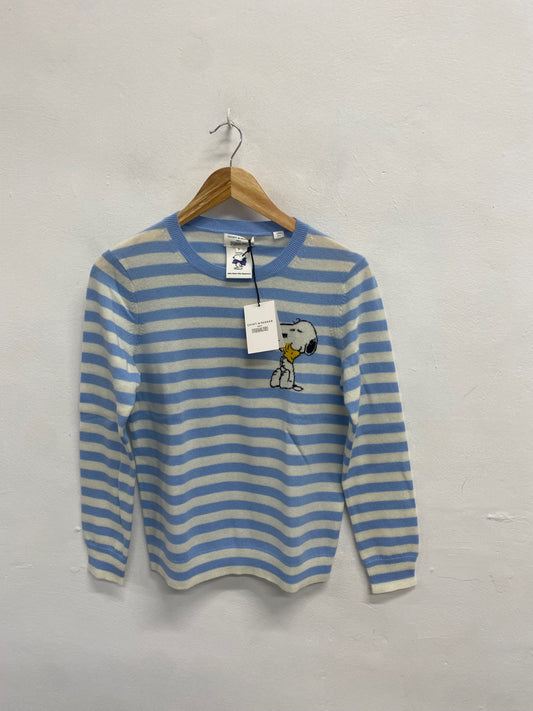 Fabulous Chinti and Parker x peanuts cashmere Knitted jumper UK 8 Blue cream stripe WLH511