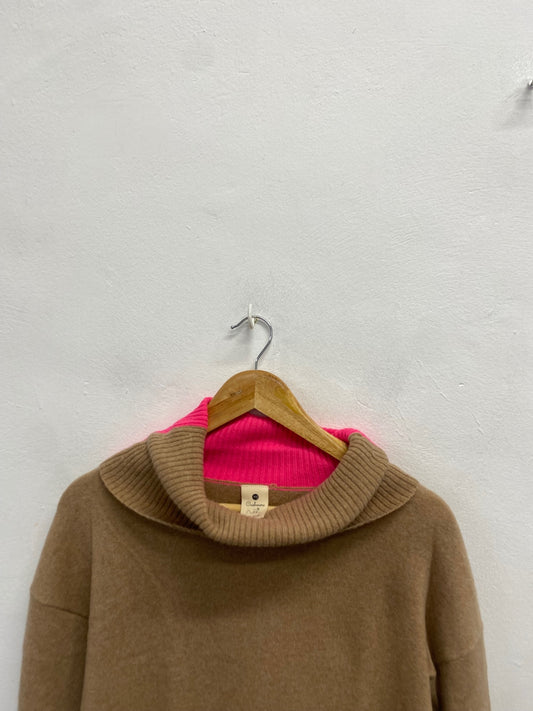 Fabulous White stuff cashmere Knitted jumper Uk 8 Brown and Pink WLH511