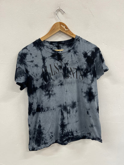 Fabulous AllSaints Dropout Tie Dye  T-Shirt UK12 Black & Grey LB512