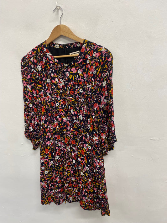 Fabulous Whistles meadow Midi Dress UK 14 Multicolored floral LB512