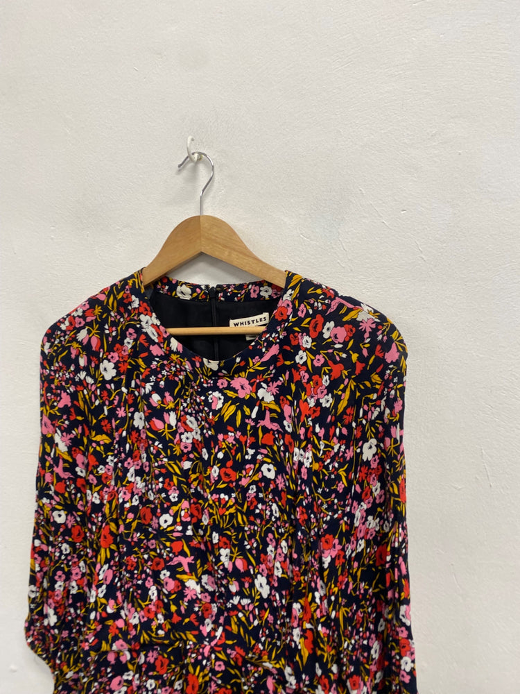 Fabulous Whistles meadow Midi Dress UK 14 Multicolored floral LB512