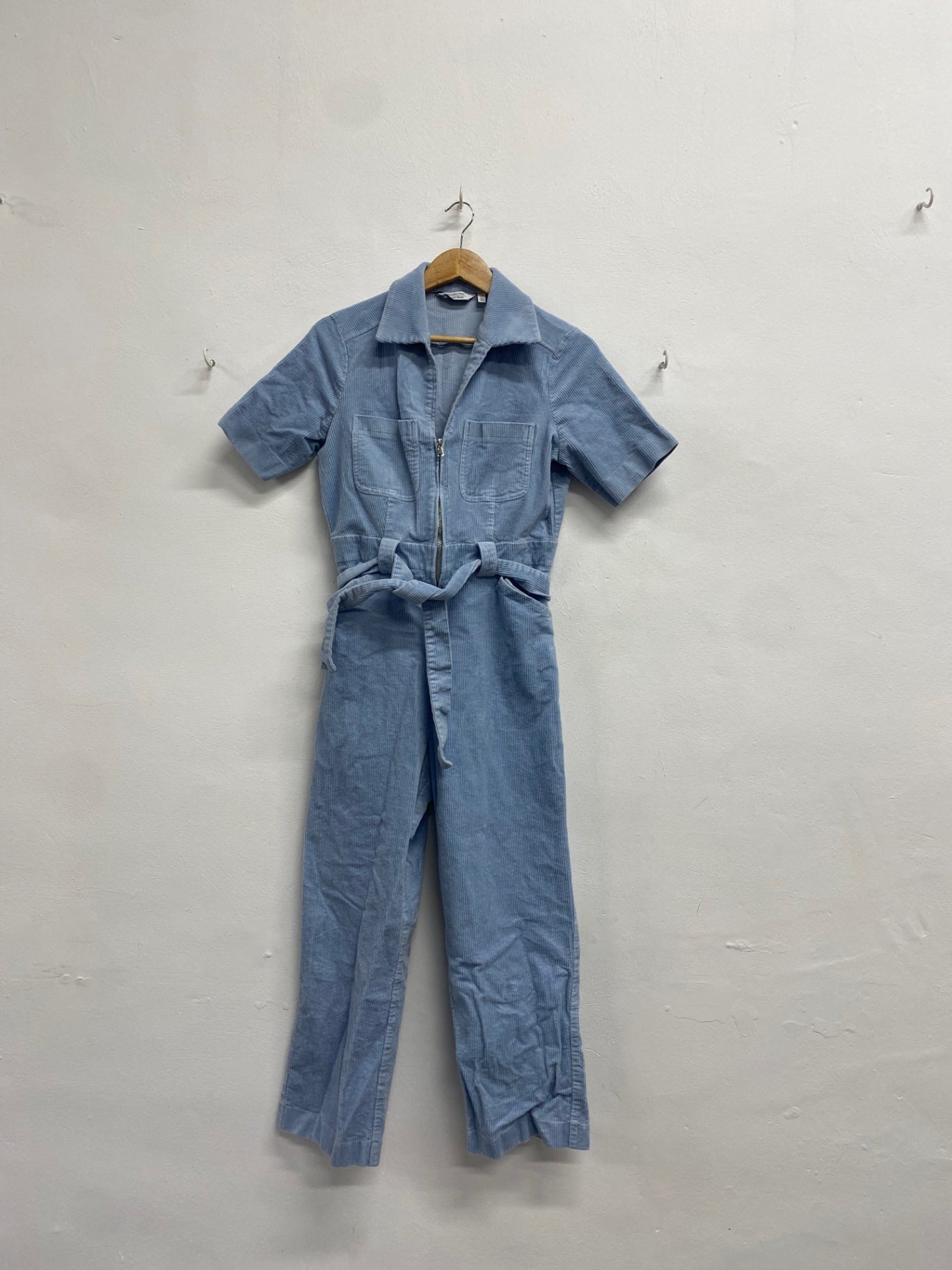 Fabulous & Other Stories cord belted Jumpsuit UK 14 Light Blue VW001