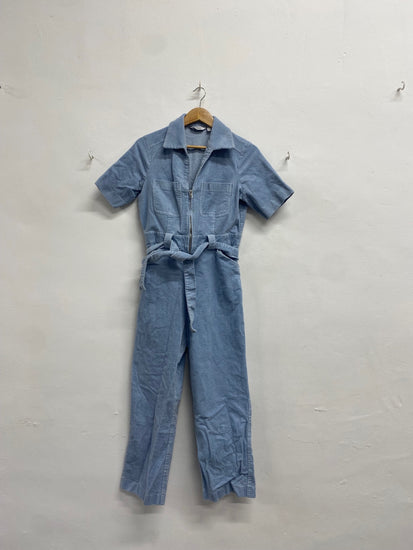 Fabulous & Other Stories cord belted Jumpsuit UK 14 Light Blue VW001