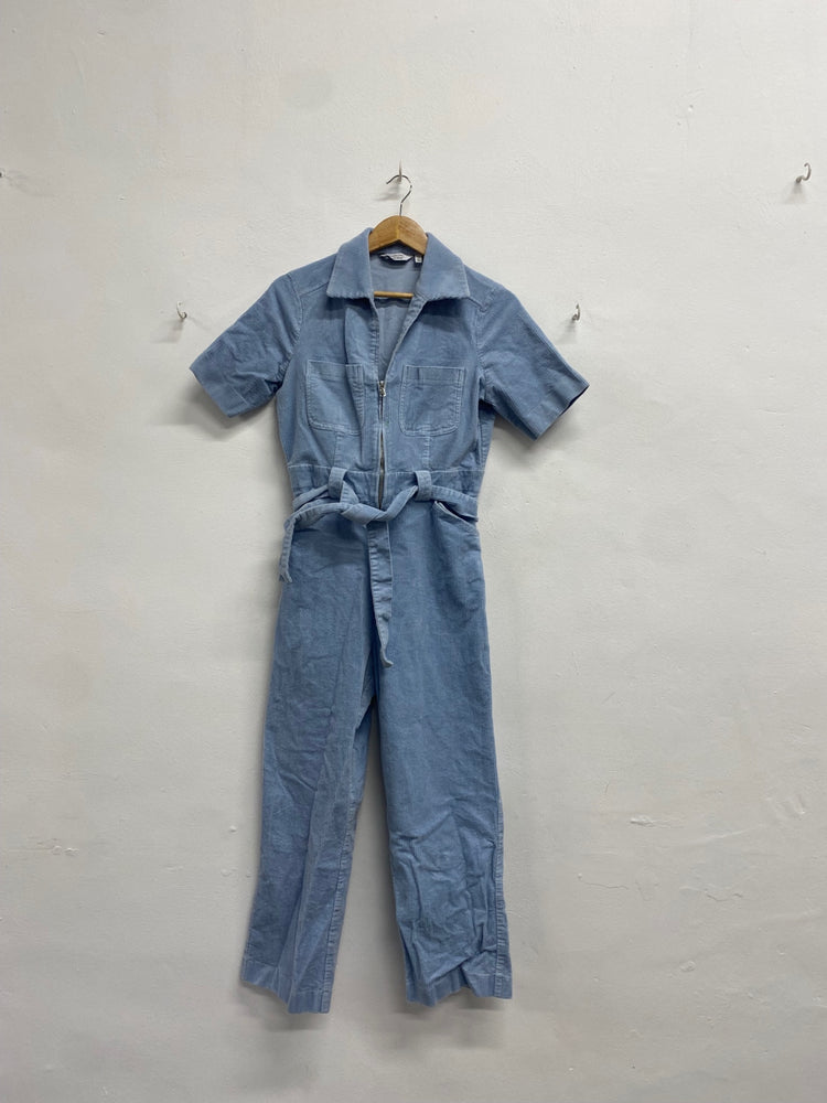 Fabulous & Other Stories cord belted Jumpsuit UK 14 Light Blue VW001