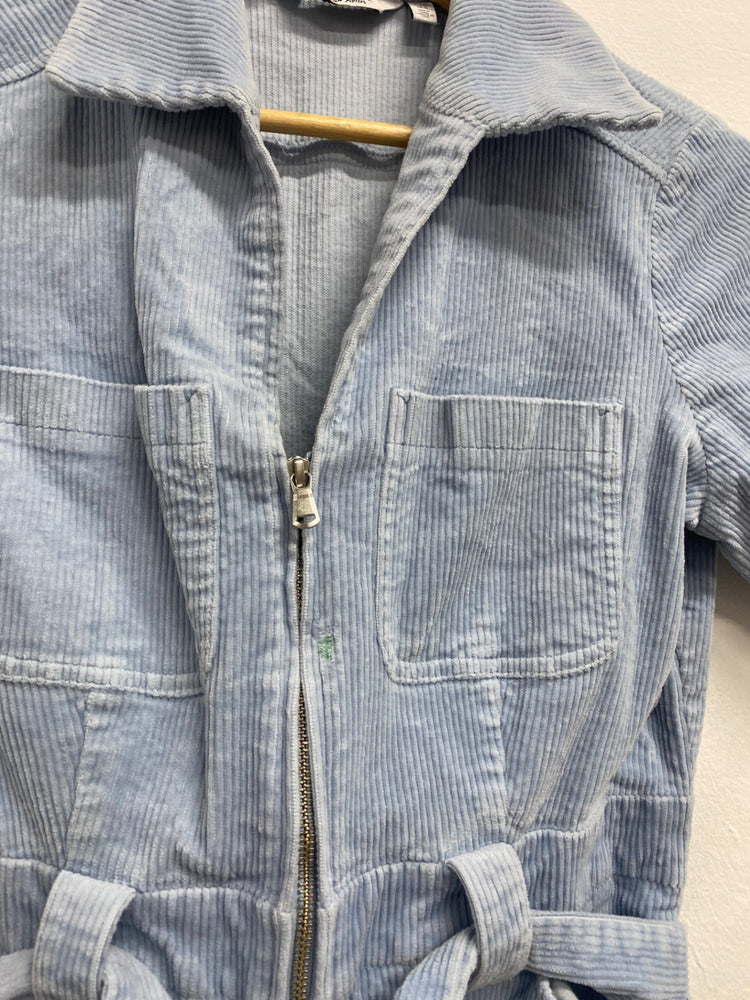 Fabulous & Other Stories cord belted Jumpsuit UK 14 Light Blue VW001