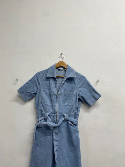 Fabulous & Other Stories cord belted Jumpsuit UK 14 Light Blue VW001