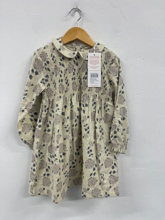 Fabulous Pigeon Organics Cotton Girls dresses Age 5-6 Beige & floral lined JC007