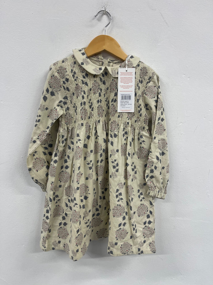 Fabulous Pigeon Organics Cotton Girls dresses Age 5-6 Beige & floral lined JC007