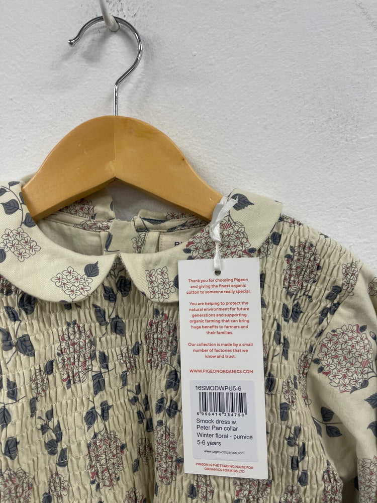Fabulous Pigeon Organics Cotton Girls dresses Age 5-6 Beige & floral lined JC007