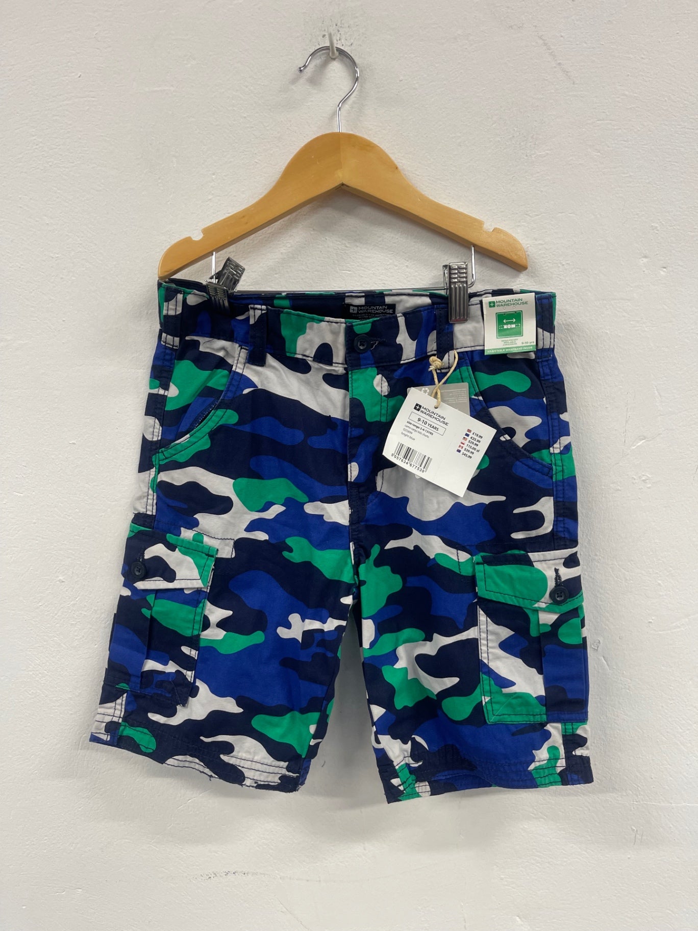 Fabulous Mountain Warehouse adjustable practical Shorts Age 9-10 blue green JC007