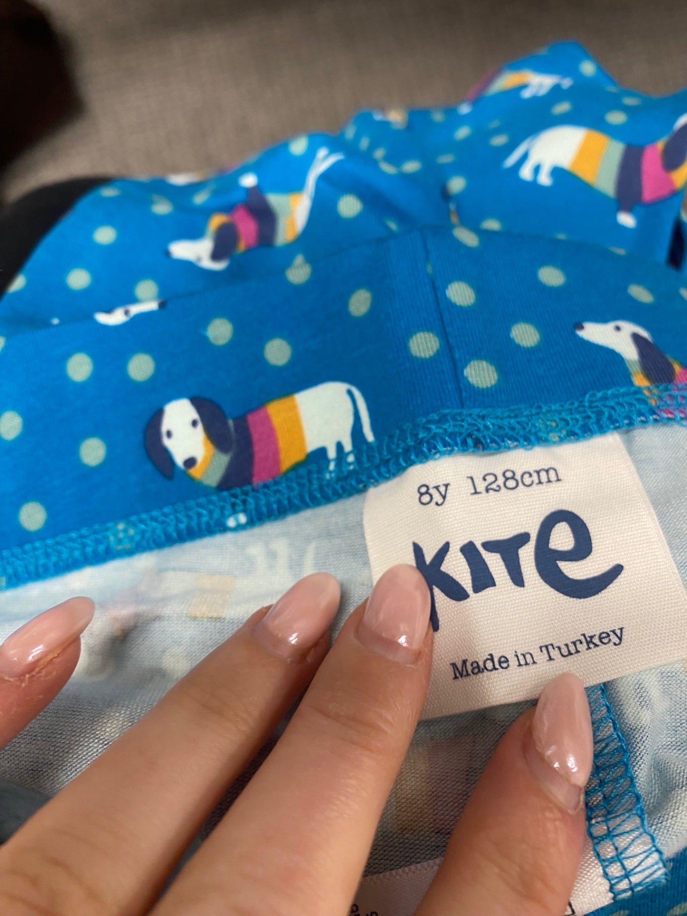 Fabulous Kite Leggings Age 8 Blue sausage dog printed JC007