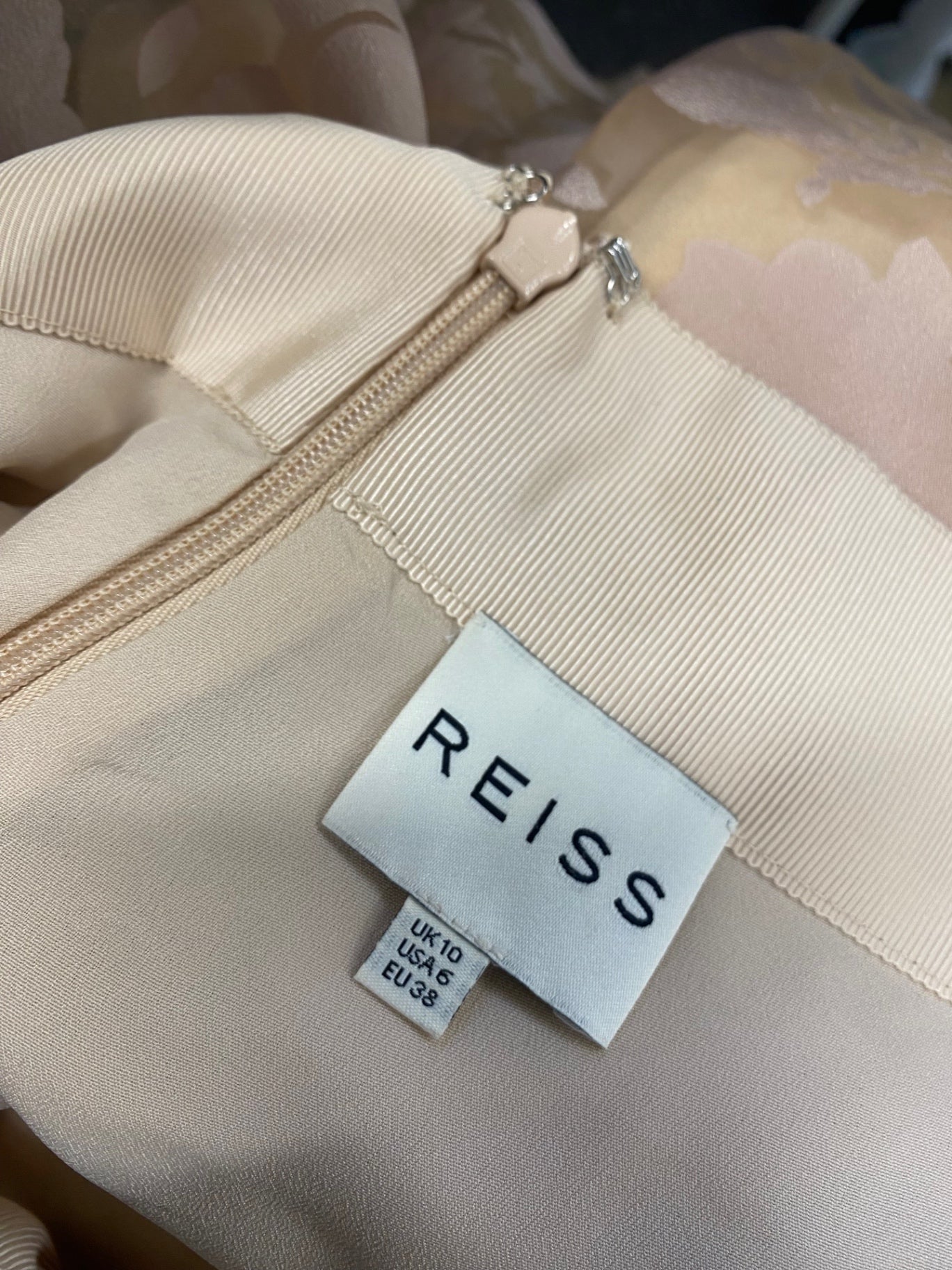 Fabulous Reiss elsa Midi Skirt UK 10 Beige floral flare mesh JW519