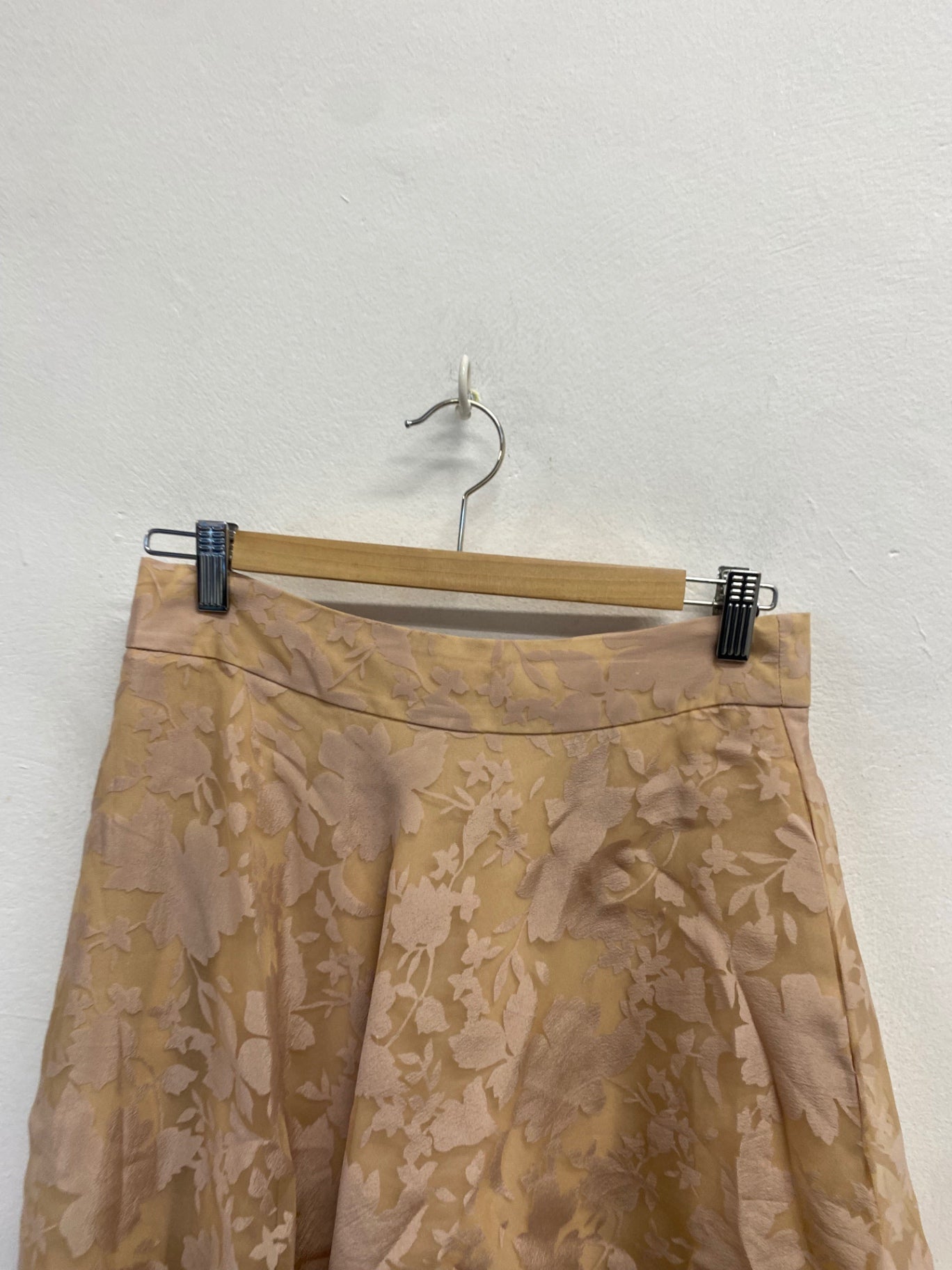 Fabulous Reiss elsa Midi Skirt UK 10 Beige floral flare mesh JW519