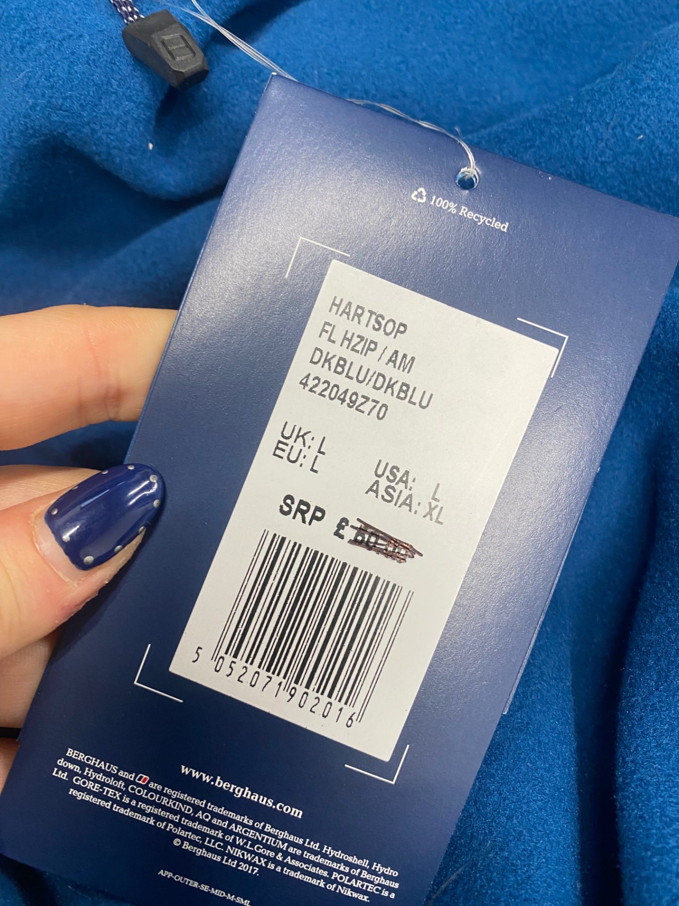 Classic berghaus fleece active Sweater UK L Blue ED537