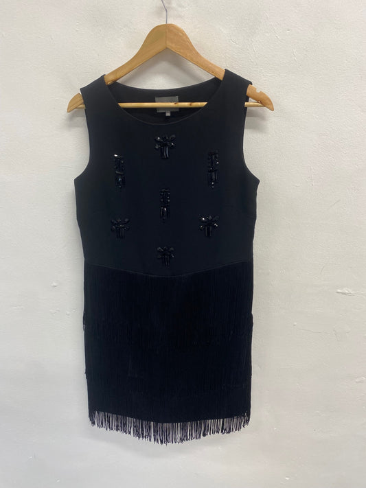 Stunning Phase Eight Bella fringe Midi Dress UK 10 Black ED537