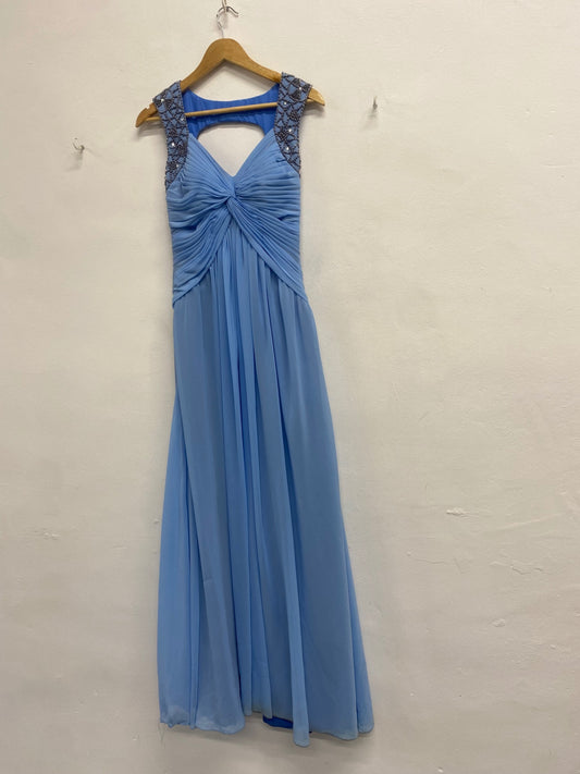 Stunning Bespoke handmade ethereal Prom dress UK 6 Light Blue sequin GG535