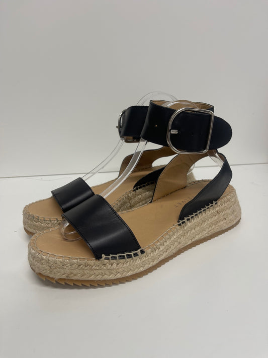 Stunning Mint Velvet ankle strap wedge Sandals Uk7 Black New AS536