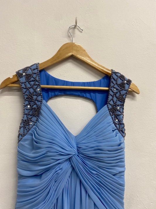 Stunning Bespoke handmade ethereal Prom dress UK 6 Light Blue sequin GG535