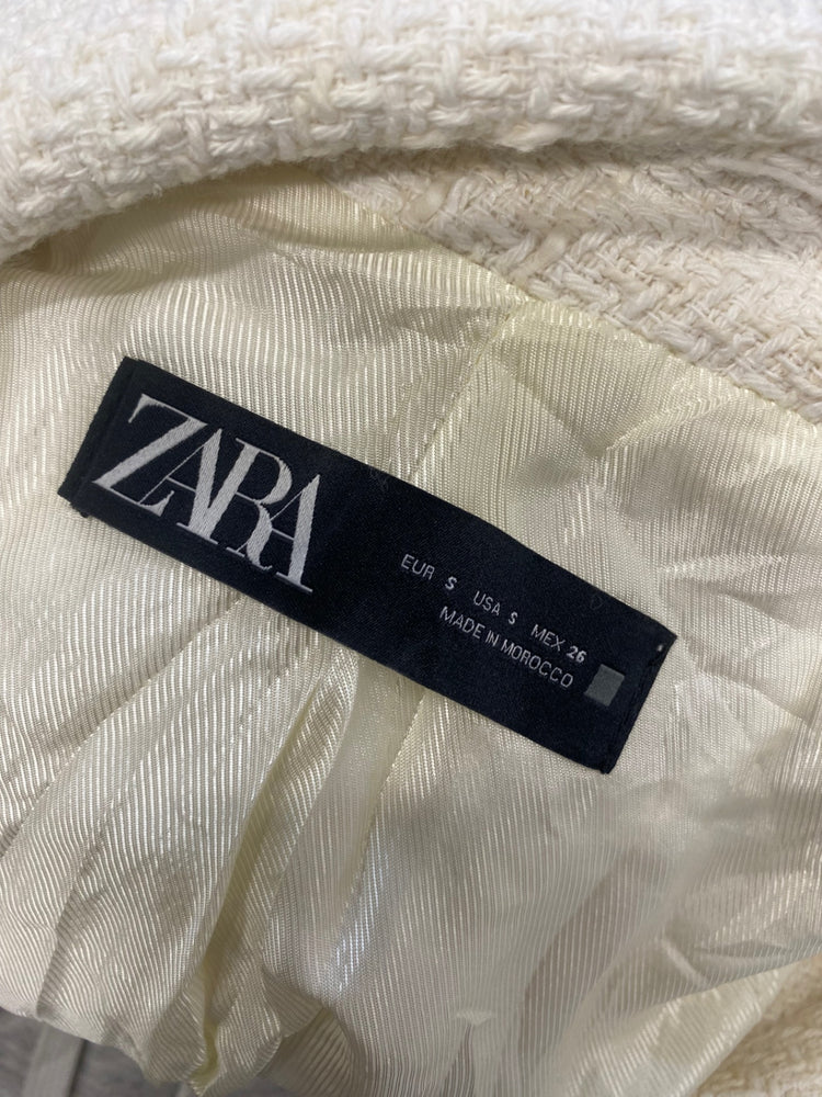 WASH Stunning ZARA Blazer UK 8 Cream gold tweed FH539