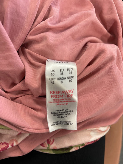 Stunning Club L London ruched floral Dress Uk8 Pink FH539