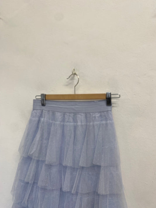 Stunning Anthropologie Ashley tulle ruffle Skirt UK 6 Light blue FH539