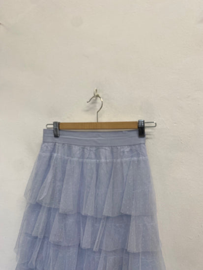 Stunning Anthropologie Ashley tulle ruffle Skirt UK 6 Light blue FH539