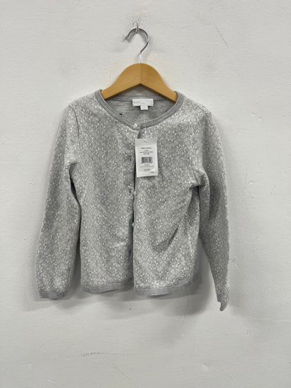 Stunning the little white company Fairisle Cardigan Age 5-6 Grey Wool blend CH542