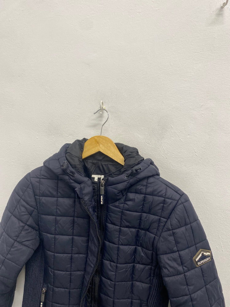 Stunning Superdry Fiji Puffer Jacket Uk 10 Navy AS541